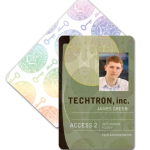 Add professionalism and security to your ID cards with this holographic adhesive overlay.