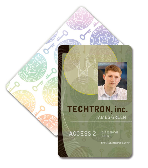 Add professionalism and security to your ID cards with this holographic adhesive overlay.