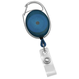Translucent Carabiner Badge Reels - Blue - Clear Strap - 100 per pack