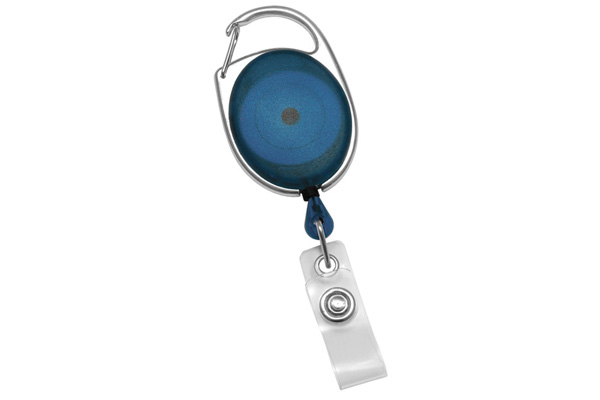 Translucent Carabiner Badge Reels - Blue - Clear Strap - 100 per pack