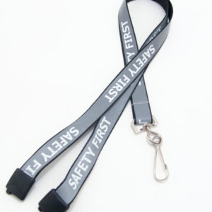Black 5/8″ Reflective Lanyard with “Safety First” Luminescent Imprint
