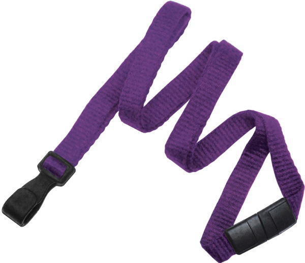 3/8'' Purple Earth-Friendly Bamboo Lanyard with Safety Breakaway & Wide No-Twist Hook - 100 per pack