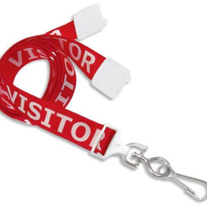 5/8'' Flat UltraWeave ''Visitor'' Lanyard w/ Safety Breakaway & Swivel Hook