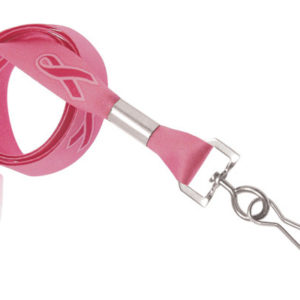 5/8” Flat Breast Cancer Awareness Lanyard w/ Safety Breakaway & Swivel Hook – 100 per pack