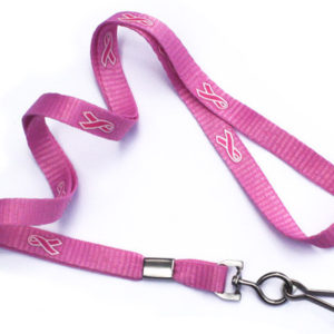 Pink Breast Cancer Awareness Ribbon 3/8" Lanyard with Swivel Hook