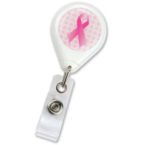 No-Twist Breast Cancer Awareness Badge Reels w/ Belt Clip