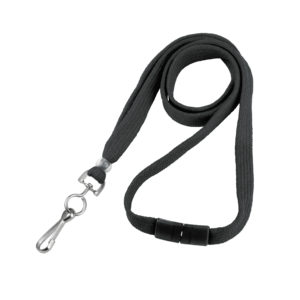 3/8" Black Flat Lanyard with Swivel-Hook - Breakaway - 100 per pack