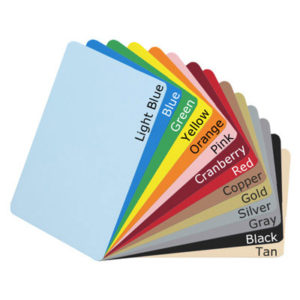 Available in a variety of colors, colored CR8030 PVC cards with high coercivity mag stripes are great way to add color to monochrome prints or to classify cardholder groups.