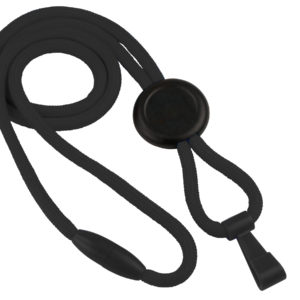 Black 1/4″ Round “No-Flip” Lanyard with Wide Plastic Hook