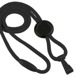 Black 1/4" Round "No-Flip" Lanyard with Wide Plastic Hook