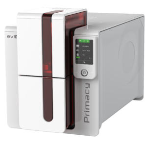 Fast and reliable, the Evolis Primacy single-sided ID card printer can print up to 210 full-color cards per hour.