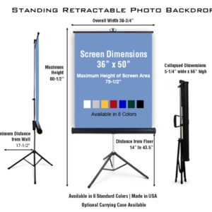 Standing Retracable Photo Backdrop Spec Sheet