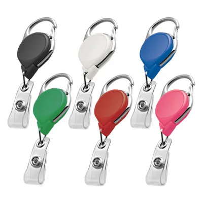 Round Carabiner Badge Reels w/ Clear Strap - Qty 25
