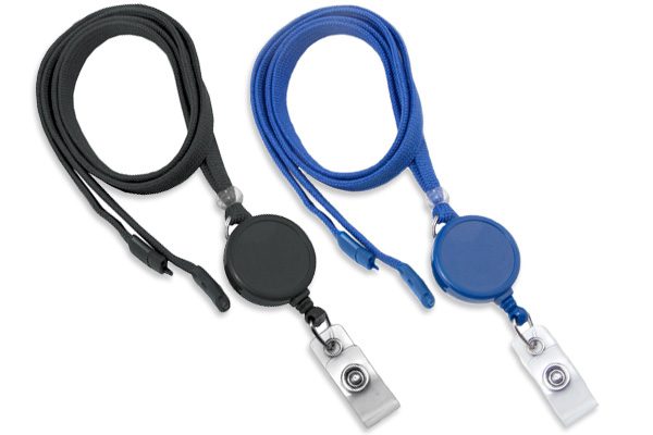 3/8" Breakaway Lanyard With Badge Reel and Strap End Fitting