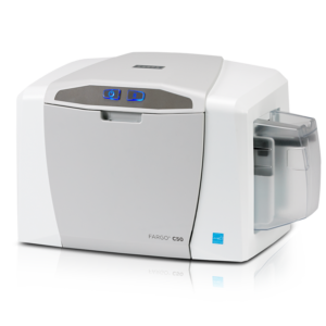 The C50 can go from box to printing ID cards in a matter of minutes, and is the perfect solution for schools, membership cards, employee badges and more. With all-in-one printer ribbon and card cleaning cartridges, maintenance is easy.