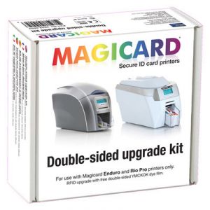 Magicard offers an innovative way to upgrade to duplex printing-whenever you need it. The Magicard upgrade is a simple drop-in kit that’s really just a special roll of YMCKOK film recognized by your Magicard Enduro/Enduro+/Enduro 3E/MC200/Rio Pro ID card printer to instantly enable two-sided card printing.