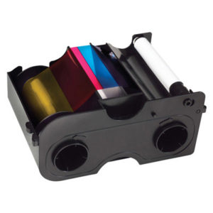 Fargo 45100 YMCKO ribbons consist of yellow (Y), magenta (M) and cyan (C) panels for printing a full spectrum of colors by combining the colors using varying degrees of heat.
