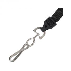 3/8” Black Flat Braid Lanyard with Black Safety Breakaway & Swivel Hook – 100 per pack