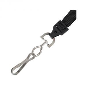 3/8'' Black Flat Braid Lanyard with Black Safety Breakaway & Swivel Hook - 100 per pack