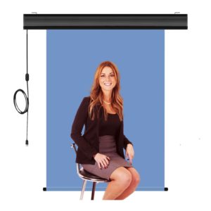 Motorized Photo Backdrop 36" x 48" - Light Blue with Black Casing