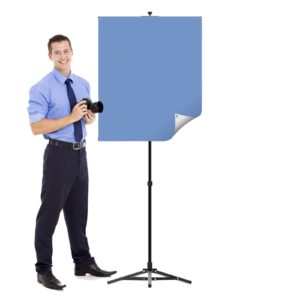 Portable Photo ID Backdrop Stand System – Reversible Light Blue/White