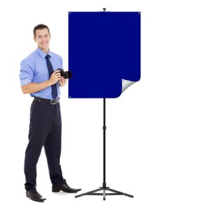 Portable Photo ID Backdrop Stand System – Reversible Royal Blue/White