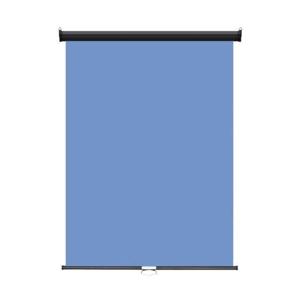 Retractable Photo Backdrop - Wall or Ceiling mounted, Black Casing, 36" x 48" - Light Blue