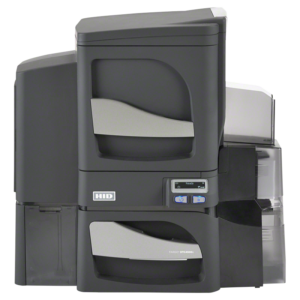The Fargo 55400 DTC4500e ID card printer delivers high-volume performance with maximum security. Featuring ribbon options for varying needs, dual input hoppers, and built-in password protection, the Fargo DTC4500e card printer is designed for organizations that require robust, high-volume printing on a daily basis.