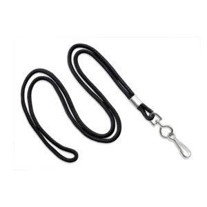 1/8” Black Round Braid Lanyard with Swivel Hook – 100 per pack