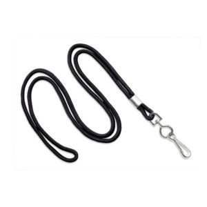 1/8'' Black Round Braid Lanyard with Swivel Hook - 100 per pack