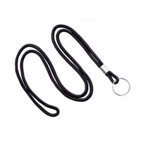 1/8” Black Round Braid Lanyard with Split Ring – 100 per pack