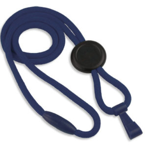 Navy Blue 1/4″ Round “No-Flip” Lanyard with Wide Plastic Hook