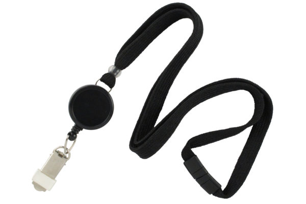 Round Badge Reels - Breakaway Lanyard - 3/8'' - Card Clamp - 100 per pack