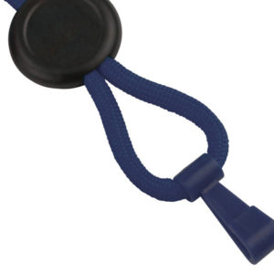 Navy Blue 1/4″ Round “No-Flip” Lanyard with Wide Plastic Hook