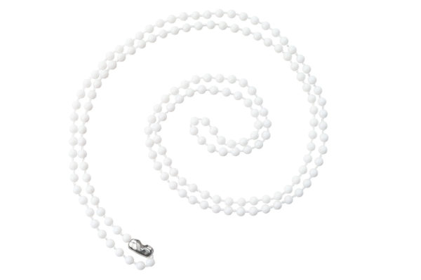 38'' White Plastic Beaded Neck Chain w/ Connector - 100 per pack