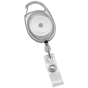 Translucent Carabiner Badge Reels - Clear - Clear Strap - 100 per pack