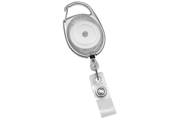 Translucent Carabiner Badge Reels - Clear - Clear Strap - 100 per pack