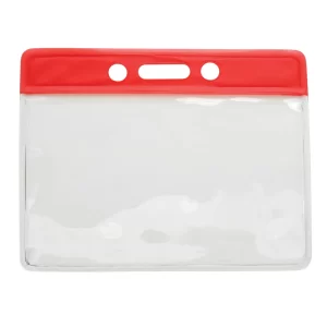 Red Bar - Horizontal - Clear Vinyl Badge Holder - 100 per pack